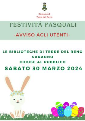 Chiusura delle Biblioteche Comunali in occasione delle festività pasquali foto 