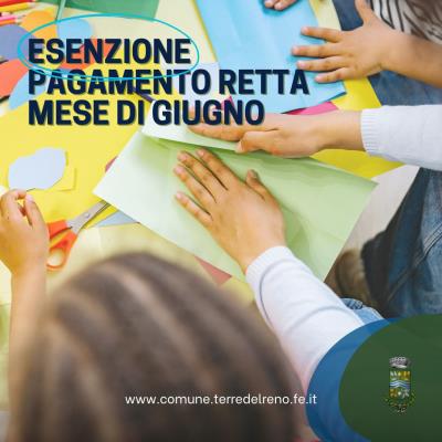 ESENZIONE PAGAMENTO RETTA MESE DI GIUGNO foto 