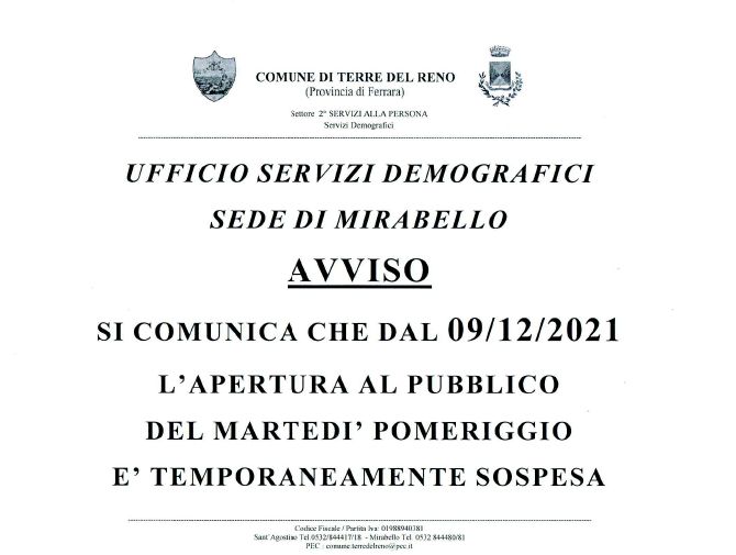 Avviso alla Cittadinanza