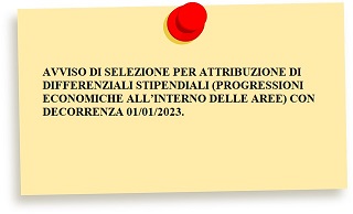 Avviso selezione attribuzione differenziali stipendiali (progressioni economiche) dal 01/01/2023