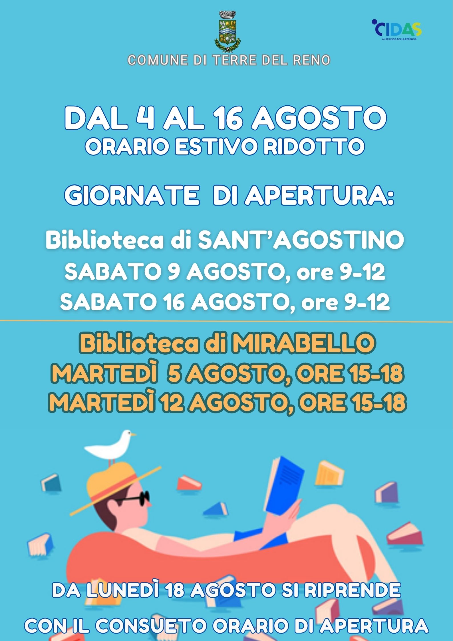 Biblioteche di Terre del Reno orario estivo